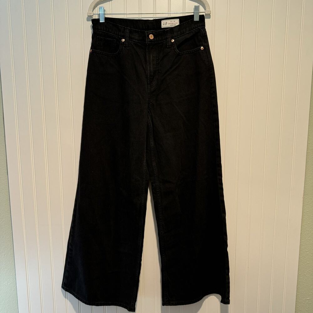 GAP Extra Baggy Low Rise Jeans Black Ultra Soft Denim Size 27 - Picture 2 of 6